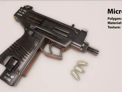Micro Uzi Low-poly 3D model