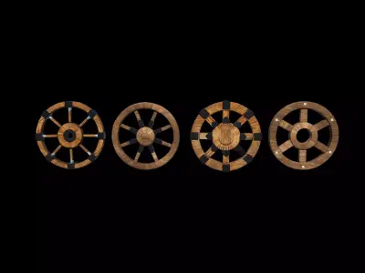 Wooden wheel 3D model