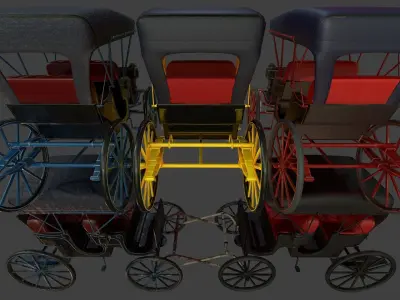 Carriage - Low Poly victorian horse drawn Low-poly 3D model