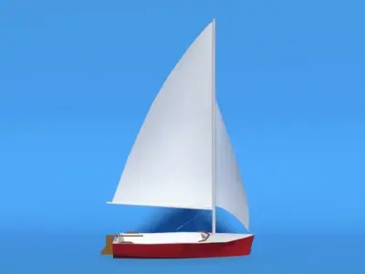 Low Poly Cartoon Javelin Dinghy Sailboat Low-poly 3D model