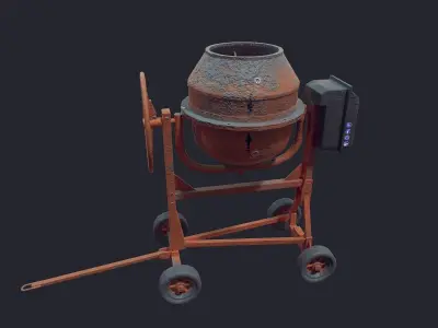 Concrete Mixer Low-poly 3D model 2