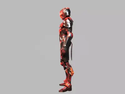 Crimson Futuristic Female Armor Model Low-poly 3D model