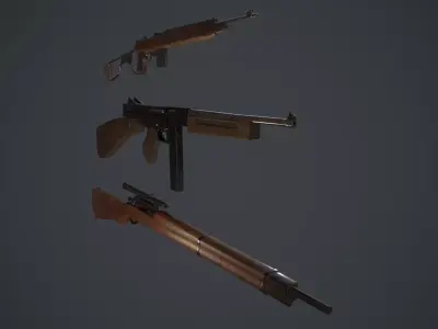 Set of military gun Low-poly 3D model