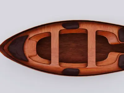 Wooden Rowboat UV Unwrapped Low-poly 3D model