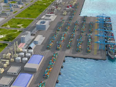 Freight terminal port 3D model