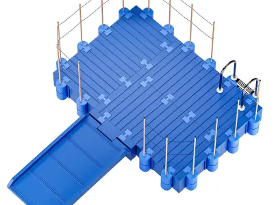 Modular plastic pontoon with a drive-in 3D model