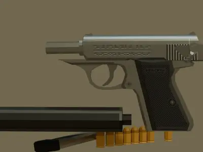 Walther PPKS Low Poly Pixel Art  Free low-poly 3D model