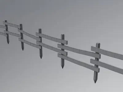 Wooden Fence Low-poly 3D model buy