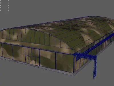 Large aircraft hanger shed type K from world war 2 Low-poly 3D model