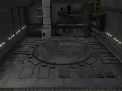 RBMK-1000 Nuclear Reactor Central Hall And Refueling Machine 3D model