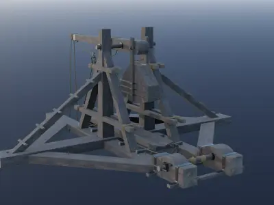 Medieval Trebuchet Realistic Wooden Siege Weapon Low-poly 3D model