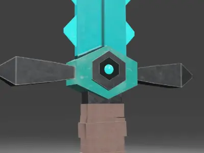 Ice-sword turquoise sword Free low-poly 3D model