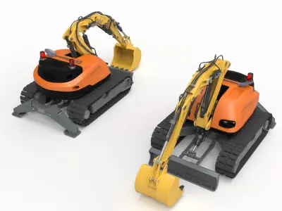 Excavator-remote controlled demolition robots  3D model