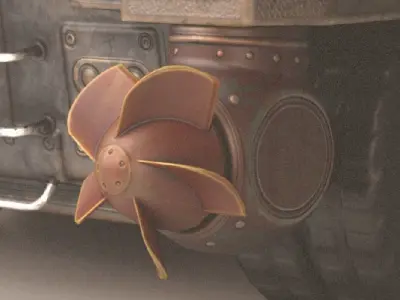 Outboard metal fan Low-poly 3D model