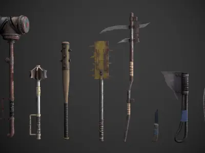 Apocalyptic weapons Low-poly 3D model