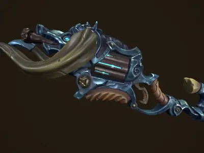 Modular stylized bull rifle shotgun revolver Low-poly 3D model
