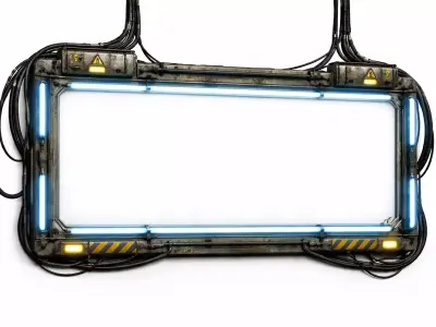 Futuristic Industrial Light Panel - PBR Low Poly Game Ready Low-poly 3D model