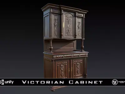 Victorian Antique Cabinet Low-poly 3D model