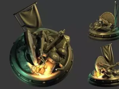 Axe and helm 3D model