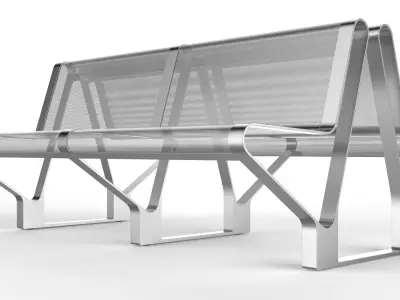 Waiting Room Seat V2 Double 2 Big Seats 3D model