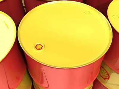 Shell Oil Metal Drums and Pallet 3D model