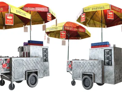 Hot dog cart Low-poly 3D model from CGTrader