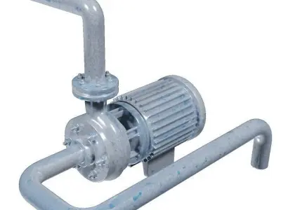 Metallic Borewell Pump Low-poly 3D model