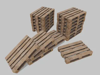Pallets wooden option 3 Low-poly 3D model