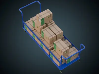 Transport Trolley 1 Basic Low-poly 3D model