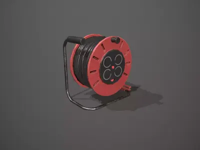 Black and Red Extension Cable Low-poly 3D model