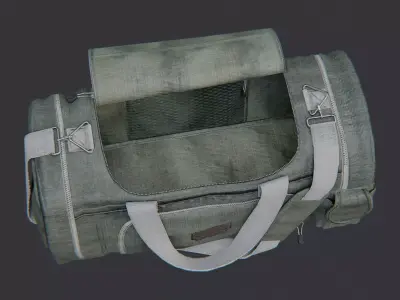 Green Military Duffle Bag Small Open with Handles Low-poly 3D model