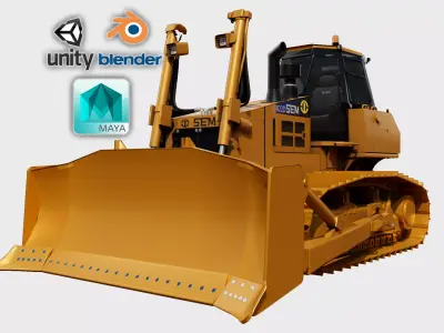 wheel Loader 3D model game ready Low-poly 3D model