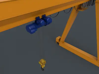PBR Single Girder Gantry Crane V1 - YELLOW DARK Low-poly 3D model