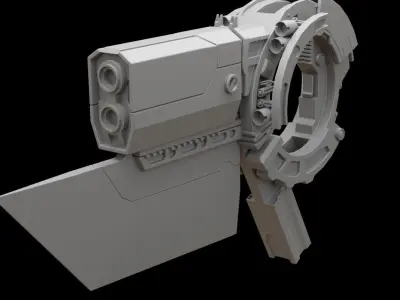 Mecha hard surface submachine gun 3D model