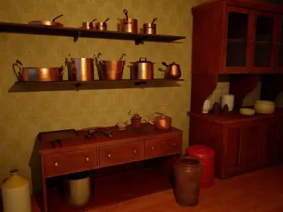 Victorian Kitchen Asset Pack Low-poly 3D model