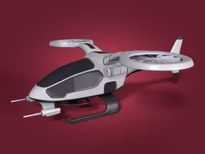 Futuristic Fantasy Helicopter Low-poly 3D model
