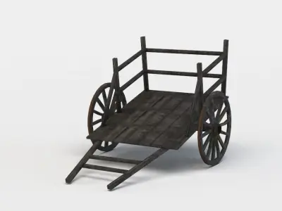 Hay wagon Low-poly 3D model