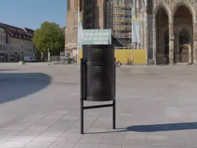 Trash Can Outdoor Metal Round Low-poly 3D model