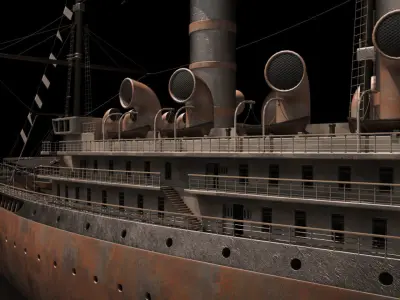 cruise old ship floating in water 3D model
