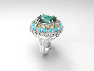 Diamond style ring for ladies 3D print model