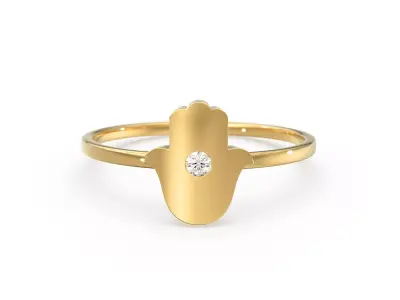 Hamsa Diamond Wedding Band Engagement Ring Antique 3d Print 3D print model