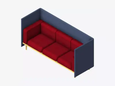 Furniture - Sofa - Contemporary - Flame - Type 2 Low-poly 3D model