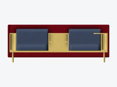 Sofa - Contemporary - Flame - Central Shelf - Armrest Shelf Low-poly 3D model