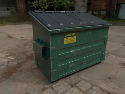 PBR Dumpster trash can Low-poly 3D model