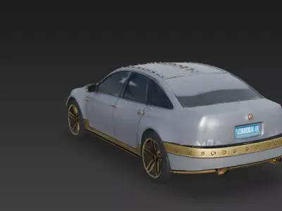 Vulcan-X Riveted Cyber Sedan Low Poly 3D Model Low-poly 3D model