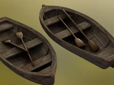 wooden boat Low-poly 3D model purchase