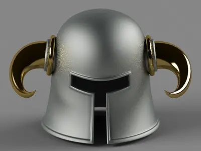 Helmet with golden horns 3D model
