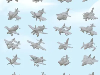 Mega Pack Airplane 33pz 3D STL Files Manga Style Airplanes 3D print model