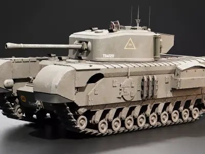 Churchill Mk VII A22F- WW2 British Heavy Tank Low-poly 3D model