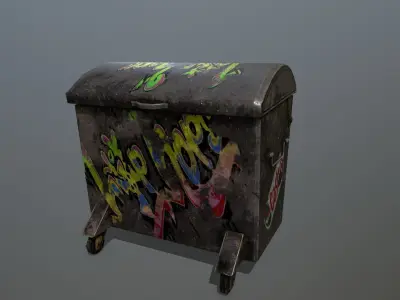 trash can Low-poly 3D model get